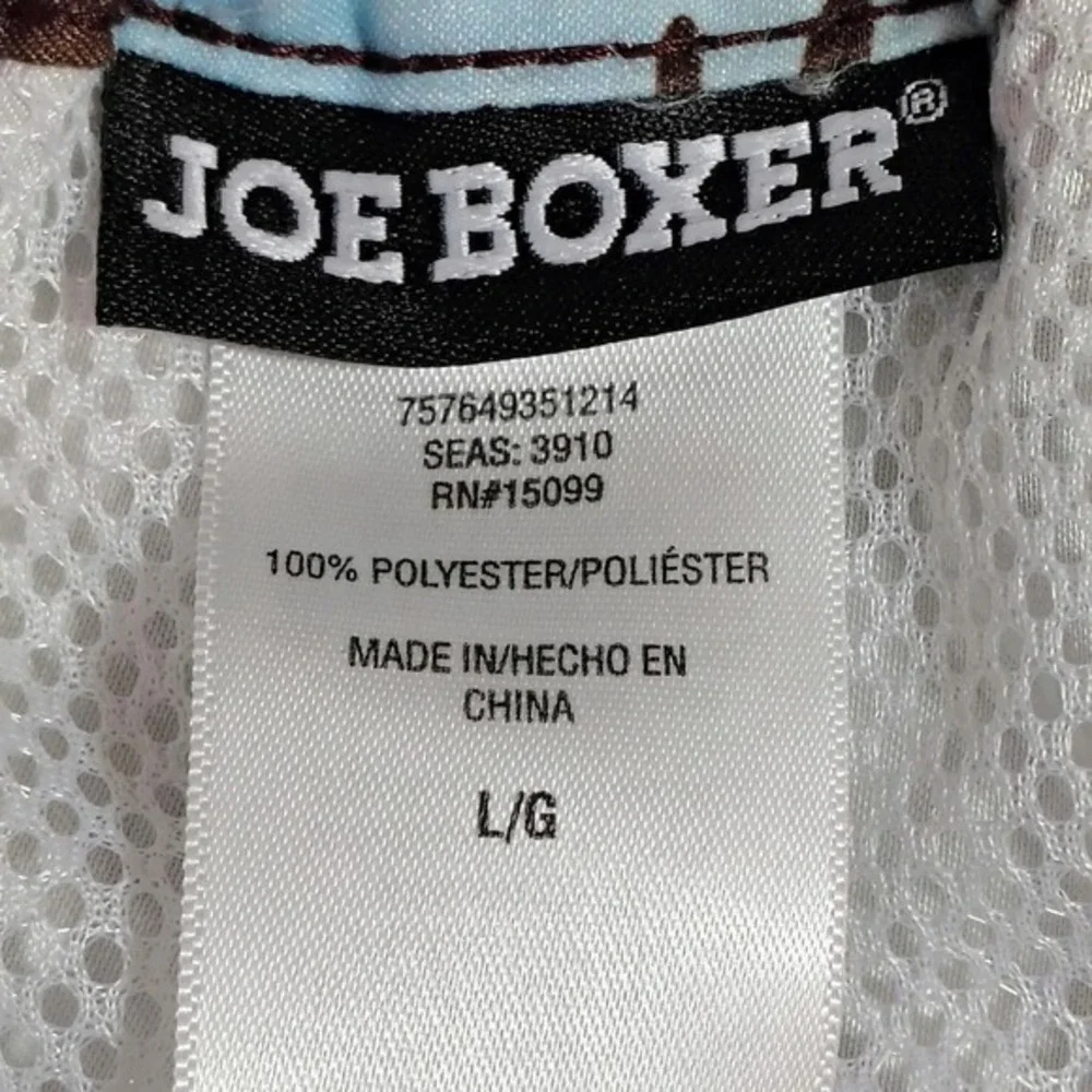 Joe Boxer Men's Hawaiian Floral Swim Trunks Shorts L G Brown Blue pool‎ beach